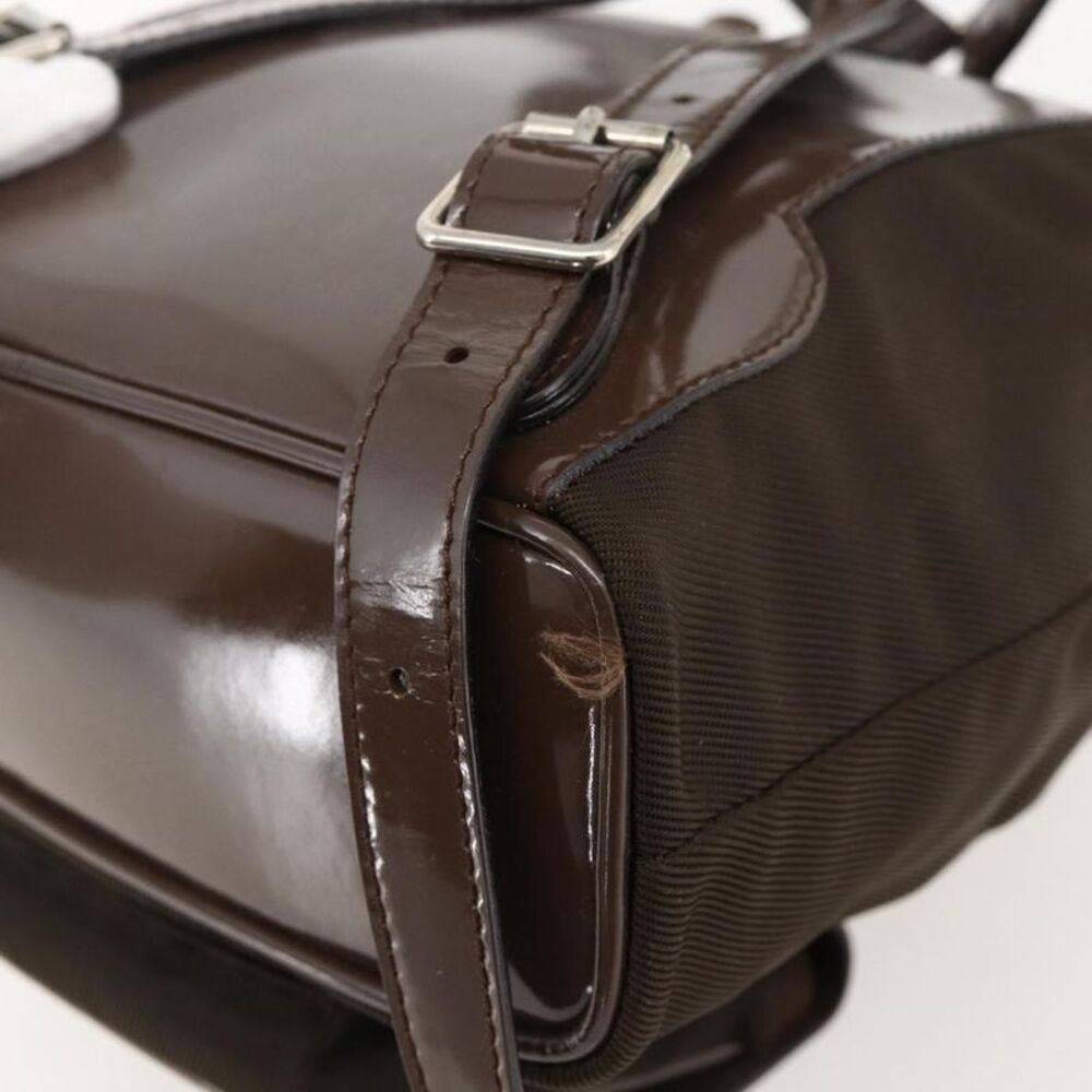 Gucci Vintage Bamboo Backpack Nylon And Patent Leather Brown Nylon Backpack Bag - Picture 11 of 16